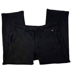 Polo Jeans Co Ralph Lauren Womens Black Wide Leg Sweatpants Fleece‎ Medium